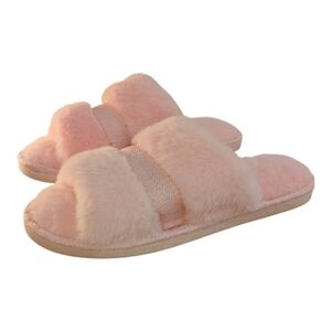 FUZZY PINK FUR SLIPPERS Nanette Lepore Pink Fuzzy Slippers NWT Soft Pink